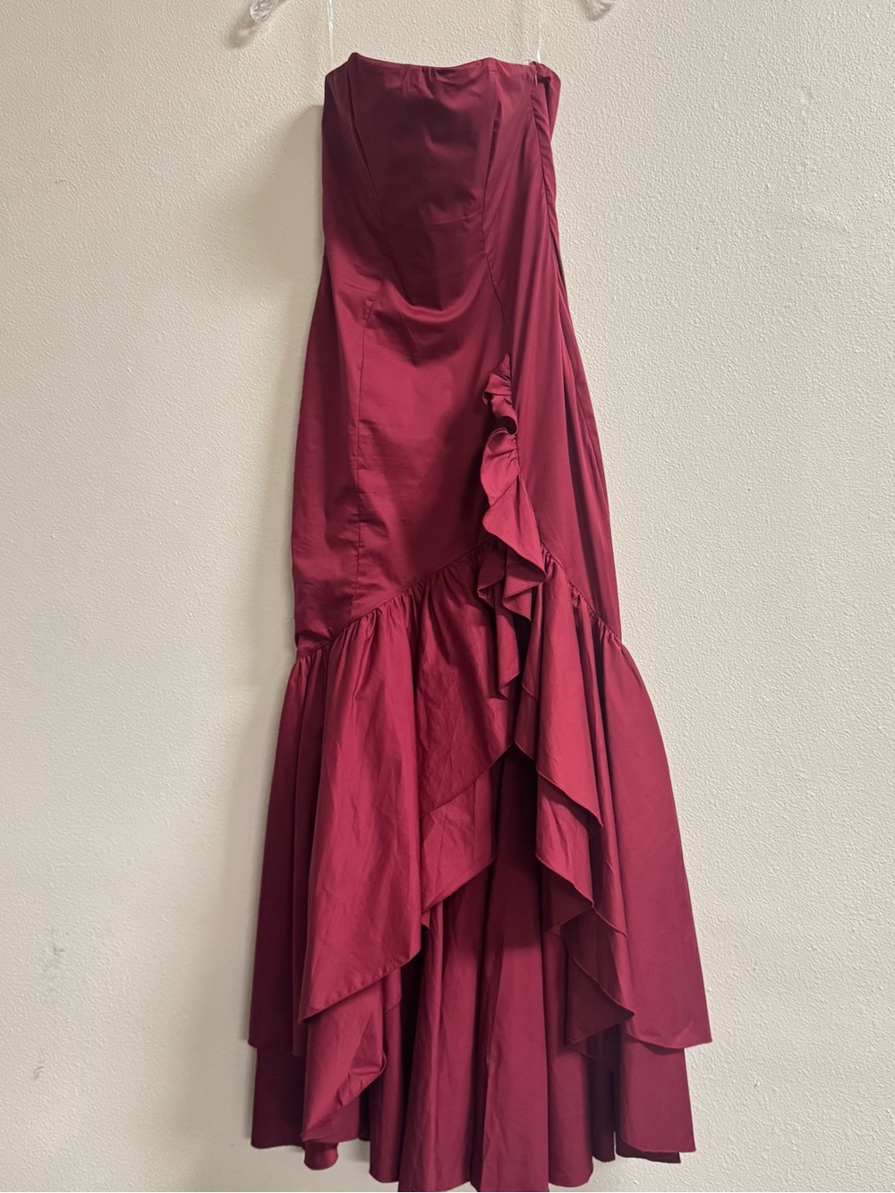 Babyboo Angelina Burgundy Strapless Ruffle Maxi Dress Size M